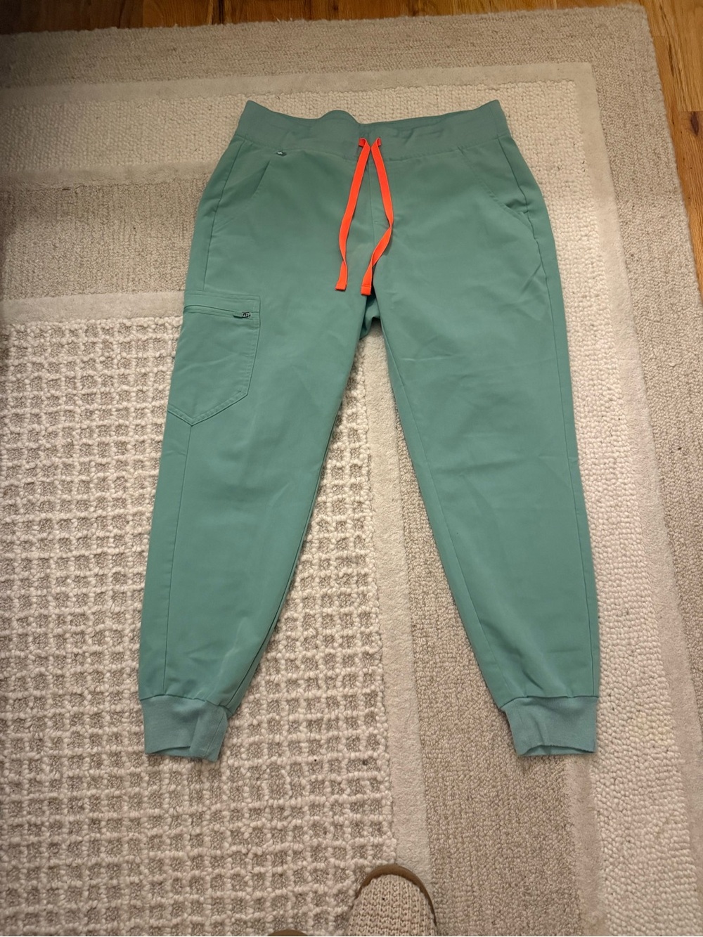 Figs High waisted green Zamora Joggers with Orange Drawstring